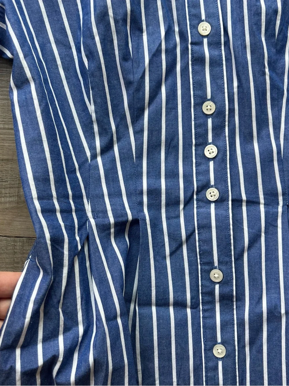 J. Crew Striped poplin pleated shirt-dress